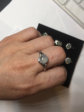 Load image into Gallery viewer, 100% natural type A icy watery light green white clear four-prong jadeite jade ring group PC8
