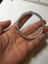 Load image into Gallery viewer, 50mm certified 100% natural Type A icy watery light green with green floating flower slim jadeite jade bangle PA122-(5484)
