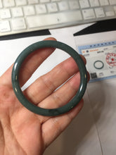 Load image into Gallery viewer, 51.1mm Certified Type A 100% Natural dark green blue gray black slim round cut Guatemala Jadeite bangle PJ3-4307
