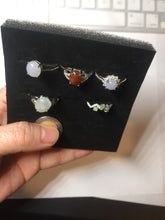 Load image into Gallery viewer, 100% natural type A icy watery light green sunny green brown red clear four-prong jadeite jade ring group PC9
