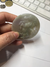 Load image into Gallery viewer, 100% Natural type A green purple yellow(FU LU SHOU) jadeite Jade horse pendant worry stone AA29
