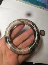 Load image into Gallery viewer, 53.4mm 100% natural pink/black time series(时光系列) round cut style rose stone (Rhodonite) bangle XY86
