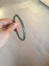 Load image into Gallery viewer, 60.6mm Certified Type A 100% Natural icy watery dark green/blue/gray with Guatemala slim round cut Jadeite bangle PH3-2349

