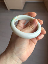 Load image into Gallery viewer, 55.2mm 100% Natural type A sunny green white beige (白底青) carved branches and flowers and golden-painted Jadeite Jade bangle PH184
