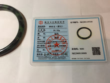 Load image into Gallery viewer, 60.7mm Certified 100% Natural Fresh Young Green/Dark Green/Black Green Ink Painting (绿水墨) Round Cut Nephrite (Wulanhai 乌兰海碧玉) Bangle HF136-7318
