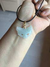Load image into Gallery viewer, 100% natural type A white light green jadeite jade fox mask pendant necklace PD101
