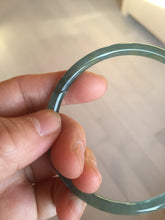 Load image into Gallery viewer, 60.6mm Certified Type A 100% Natural icy watery dark green/blue/gray with Guatemala slim round cut Jadeite bangle PH3-2349
