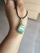 Load image into Gallery viewer, 100% natural type A jadeite jade icy watery yellow green black Willow leaf pendant group AX152
