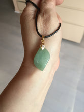 Load image into Gallery viewer, 100% natural type A jadeite jade icy watery yellow green black Willow leaf pendant group AX152
