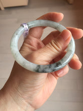 Load image into Gallery viewer, 58.5mm certified Type A 100% Natural icy dark green white with green floating flowers  round cut Jadeite Jade bangle BS64-7347
