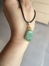 Load image into Gallery viewer, 100% natural type A jadeite jade icy watery yellow green black Willow leaf pendant group AX152
