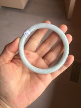 Load image into Gallery viewer, 62mm certified Type A 100% Natural white gray light purple green round cut Jadeite Jade bangle PE92-3225
