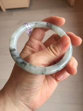 Load image into Gallery viewer, 58.5mm certified Type A 100% Natural icy dark green white with green floating flowers  round cut Jadeite Jade bangle BS64-7347
