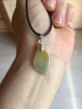 Load image into Gallery viewer, 100% natural type A jadeite jade icy watery yellow green black Willow leaf pendant group AX152
