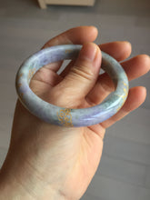 Load image into Gallery viewer, 55.2mm 100% Natural type A green purple carved branches and flowers and golden-painted Jadeite Jade bangle PH183
