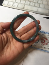 Load image into Gallery viewer, 57.6mm Certified Type A 100% Natural dark green blue gray black slim round cut Guatemala Jadeite bangle PJ5-4321
