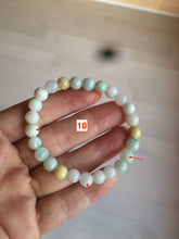 Load image into Gallery viewer, 7-7.6mm 100% natural type A green/white/yellow/brown jadeite jade beads bracelet KS90
