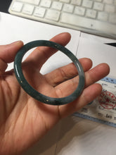 Load image into Gallery viewer, 57.6mm Certified Type A 100% Natural dark green blue gray black slim round cut Guatemala Jadeite bangle PJ5-4321
