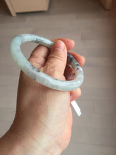 Load image into Gallery viewer, 58.5mm certified Type A 100% Natural icy dark green white with green floating flowers  round cut Jadeite Jade bangle BS64-7347
