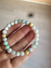 Load image into Gallery viewer, 7-7.6mm 100% natural type A green/white/yellow/brown jadeite jade beads bracelet KS90
