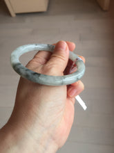 Load image into Gallery viewer, 58.5mm certified Type A 100% Natural icy dark green white with green floating flowers  round cut Jadeite Jade bangle BS64-7347
