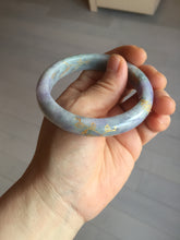 Load image into Gallery viewer, 55.2mm 100% Natural type A green purple carved branches and flowers and golden-painted Jadeite Jade bangle PH183
