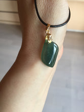 Load image into Gallery viewer, 100% natural type A jadeite jade icy watery yellow green black Willow leaf pendant group AX152
