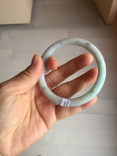 Load image into Gallery viewer, 59.2mm certified Type A 100% Natural dark green gray light purple with brown flying dandelions slim round cut Jadeite Jade bangle PH220-3236
