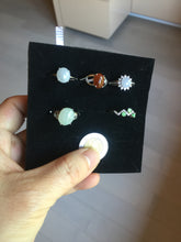 Load image into Gallery viewer, 100% natural type A icy watery light green sunny green brown red clear four-prong jadeite jade ring group PC9
