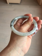 Load image into Gallery viewer, 58.5mm certified Type A 100% Natural icy dark green white with green floating flowers  round cut Jadeite Jade bangle BS64-7347
