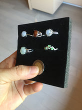 Load image into Gallery viewer, 100% natural type A icy watery light green sunny green brown red clear four-prong jadeite jade ring group PC9
