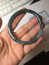 Load image into Gallery viewer, 57.6mm Certified Type A 100% Natural dark green blue gray black slim round cut Guatemala Jadeite bangle PJ5-4321
