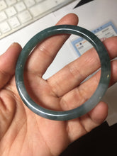 Load image into Gallery viewer, 57.6mm Certified Type A 100% Natural dark green blue gray black slim round cut Guatemala Jadeite bangle PJ5-4321
