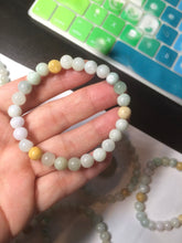 Load image into Gallery viewer, 7-7.6mm 100% natural type A green/white/yellow/brown jadeite jade beads bracelet KS90
