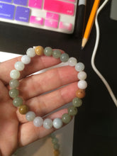 Load image into Gallery viewer, 7-7.6mm 100% natural type A green/white/yellow/brown jadeite jade beads bracelet KS90
