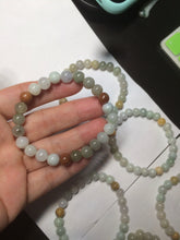 Load image into Gallery viewer, 7-7.6mm 100% natural type A green/white/yellow/brown jadeite jade beads bracelet KS90
