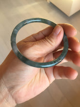Load image into Gallery viewer, 55.7mm Certified Type A 100% Natural dark green/blue/gray Guatemala slim round cut Jadeite bangle PH1-2337
