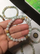Load image into Gallery viewer, 7-7.6mm 100% natural type A green/white/yellow/brown jadeite jade beads bracelet KS90
