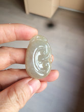 Load image into Gallery viewer, 100% Natural type A dark green/light green/gray jadeite Jade RuYi(如意) pendant BF75
