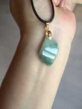 Load image into Gallery viewer, 100% natural type A jadeite jade icy watery yellow green black Willow leaf pendant group AX152
