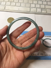 Load image into Gallery viewer, 61.5mm Certified Type A 100% Natural light green/blue/gray Guatemala slim round cut Jadeite bangle BP218-3809
