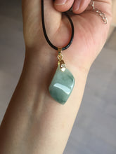 Load image into Gallery viewer, 100% natural type A jadeite jade icy watery yellow green black Willow leaf pendant group AX152
