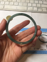 Load image into Gallery viewer, 61.5mm Certified Type A 100% Natural light green/blue/gray Guatemala slim round cut Jadeite bangle BP218-3809
