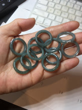Load image into Gallery viewer, Size 6 1/2 100% natural type A light dark green blue black gray Guatemala jadeite band ring group AA112
