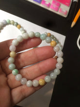 Load image into Gallery viewer, 7-7.6mm 100% natural type A green/white/yellow/brown jadeite jade beads bracelet KS90
