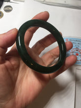 Load image into Gallery viewer, 54.7mm certified 100% Natural dark green black (碧玉) nephrite Jade bangle HN22-9135
