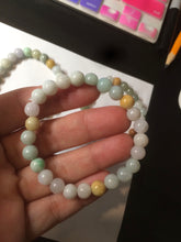 Load image into Gallery viewer, 7-7.6mm 100% natural type A green/white/yellow/brown jadeite jade beads bracelet KS90
