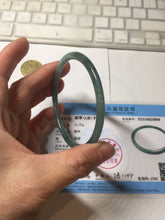 Load image into Gallery viewer, 61.5mm Certified Type A 100% Natural light green/blue/gray Guatemala slim round cut Jadeite bangle BP218-3809
