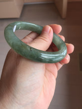 Load image into Gallery viewer, Shopify only. 54mm certified 100% natural Type A icy watery oliy dark green(油青) brown jadeite jade bangle BS103-4060
