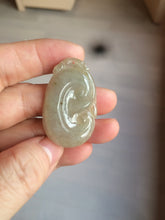 Load image into Gallery viewer, 100% Natural type A dark green/light green/gray jadeite Jade RuYi(如意) pendant BF75
